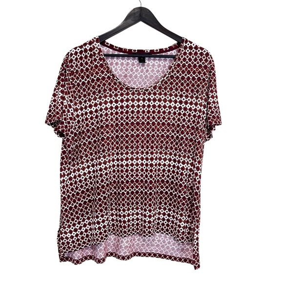 St. John Diamond Print Studded Beads Silk Blend Short Sleeve Top - Picture 2 of 15